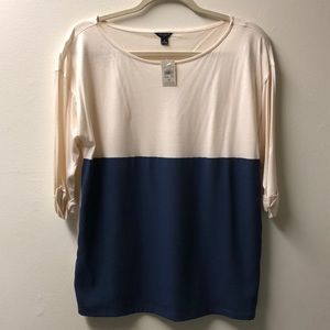 NWT Ann Taylor two toned 3/4 sleeve top